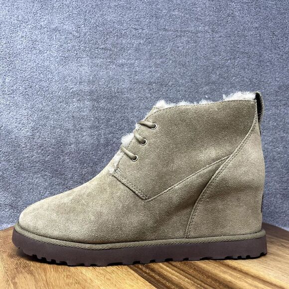 NEW UGG Classic Femme Lace Mini Booties Women's 10 Suede Hidden Wedge Chestnut - Picture 3 of 11